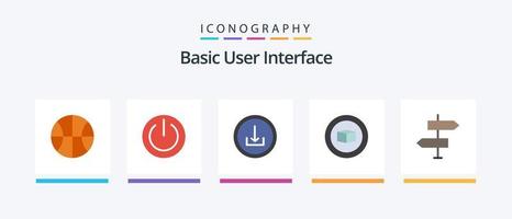 paquete básico de 5 iconos planos que incluye flecha. ui cubo. interfaz. diseño de iconos creativos vector