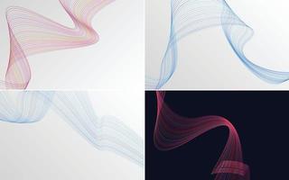 Enhance your presentation with this set of 4 geometric wave backgrounds vector