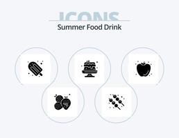 verano comida bebida glifo icono paquete 5 icono diseño. verano. fruta. día festivo. alimento. dulce vector