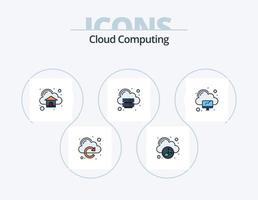 Cloud Computing Line Filled Icon Pack 5 Icon Design. device. star. chat. computing. rating vector