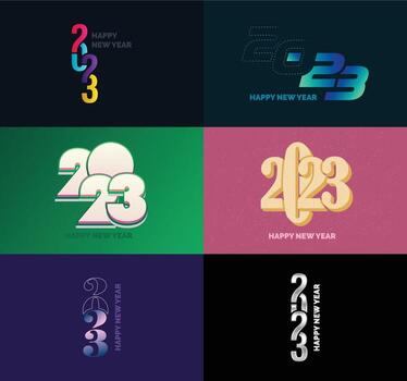 Big Set of 2023 Happy New Year logo text design 2023 number design template vector