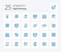 Digital Marketing 25 Blue Color icon pack including catalog. software. rating. crm software. app vector