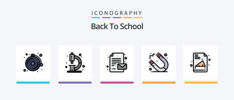 la línea de regreso a la escuela llenó un paquete de 5 íconos que incluye el regreso a la escuela. educación. movimienot. dibujo. De vuelta a la escuela. diseño de iconos creativos vector