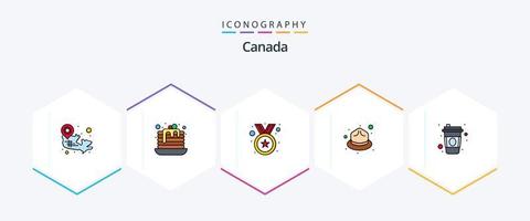 Canadá 25 paquete de iconos de línea completa que incluye Escandinavia. insignia. invierno. frío vector