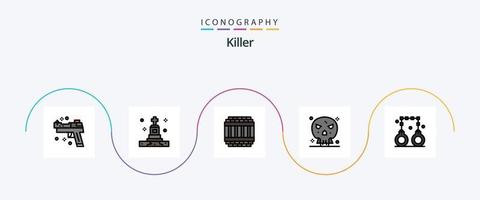 Killer Line Filled Flat 5 Icon Pack Including lawyer. skull. architecture. shape. bones vector