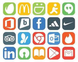 20 Social Media Icon Pack Including open source tinder adidas outlook msn vector