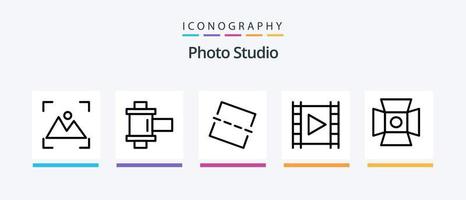 Photo Studio Line 5 Icon Pack Including shadow. editing. focus. full shadow. light. Creative Icons Design vector