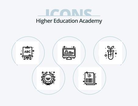 Academy Line Icon Pack 5 Icon Design. student. school. computer. page. bookshelf vector
