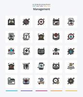 Creative Management 25 Line FIlled icon pack  Such As growth. graph. strategic. business. target vector