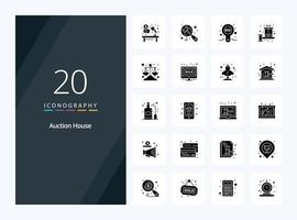 20 Auction Solid Glyph icon for presentation vector