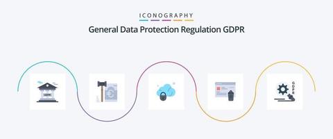 paquete de iconos gdpr flat 5 que incluye búsqueda. seguridad. datos. estado. gdpr vector