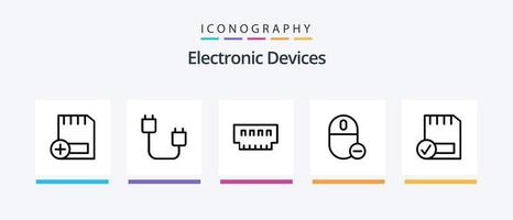 paquete de iconos de la línea 5 de dispositivos que incluye dispositivos. ordenadores. hardware. eliminar. hardware. diseño de iconos creativos vector