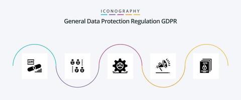 Gdpr Glyph 5 Icon Pack Including security . lock . man. data vector