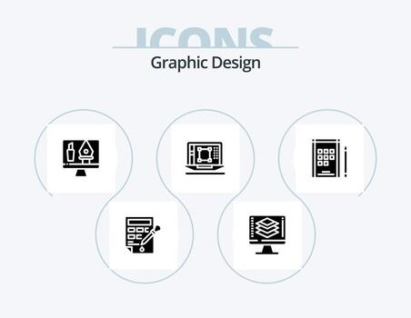 diseño gráfico glifo icono paquete 5 diseño de iconos. disminuir . compartir . computadora. edición vector