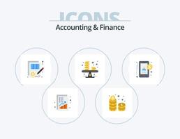 Contabilidad y finanzas paquete de iconos planos 5 diseño de iconos. dinero. balance. dinero en efectivo. dinero. documento vector