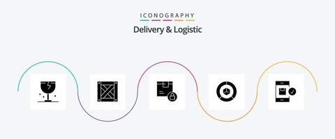 paquete de iconos de glifo 5 de entrega y logística que incluye logística. entrega. análisis. producto vector