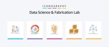 Data Science And Fabrication Lab Flat 5 Icon Pack Including stackd. arrange. diagram. network. human. Creative Icons Design vector