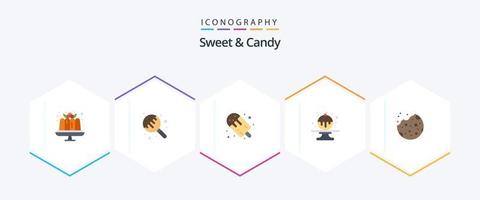 Sweet And Candy 25 Flat icon pack including cookie. cake. candy. candy. sweets vector
