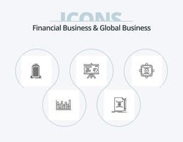 Financial Business And Global Business Line Icon Pack 5 Icon Design. bundle. balance. presentation. calculator. money vector