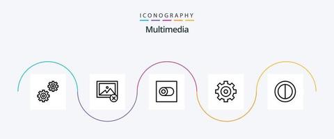 paquete de iconos de línea multimedia 5 que incluye . palanca. colores vector