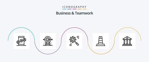 paquete de iconos de la línea 5 de negocios y trabajo en equipo que incluye tecnología. negocio. planificación. proceso. datos vector