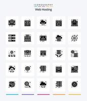 Creative Web Hosting 25 Glyph Solid Black icon pack  Such As internet. web hosting. hosting. cloud vector