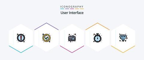 User Interface 25 FilledLine icon pack including . diamond. interface. brilliant. timer vector