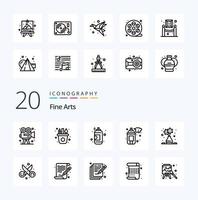 20 Fine Arts Line icon Pack like clippers column craft art paint vector