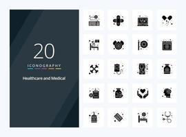 20 Medical Solid Glyph icon for presentation vector