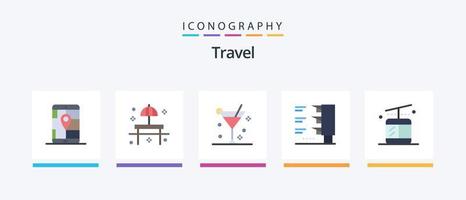 Travel Flat 5 Icon Pack Including regular. travel. table. traffic light. summer. Creative Icons Design vector