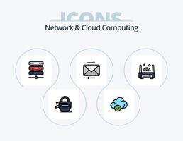 Network And Cloud Computing Line Filled Icon Pack 5 Icon Design. technology. network. device. internet. data vector