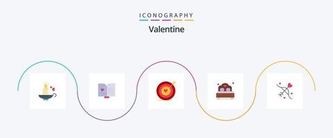 Valentine Flat 5 Icon Pack Including love. love. book. day. valentine vector