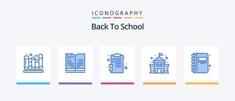 Back To School Blue 5 Icon Pack Including education. back to school. back to school. school. building. Creative Icons Design vector