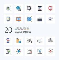 20 Internet Of Things Flat Color icon Pack like wifi juice wifi blender security vector