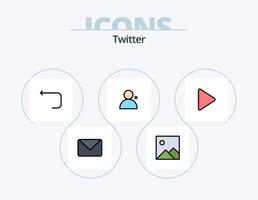 paquete de iconos llenos de línea de twitter 5 diseño de iconos. . gorjeo. flecha de bucle video. mapa vector