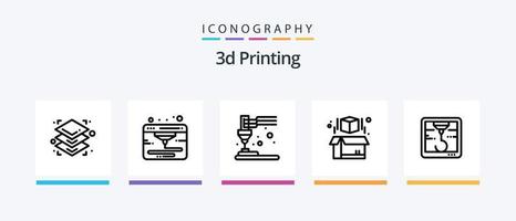 3d Printing Line 5 Icon Pack Including hock. 3d. smartphone. direct metal laser sintering. d printing. Creative Icons Design vector