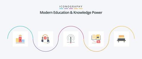 Modern Education And Knowledge Power Flat 5 Icon Pack Including knowledge. education. learining. growth knowledge. growth vector