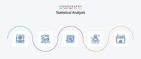 Statistical Analysis Blue 5 Icon Pack Including goal. chart. statistic. business. target vector