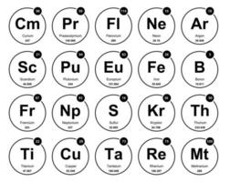 diseño de paquete de iconos de 20 tablas preiodicas de los elementos vector