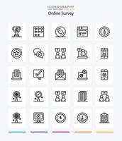 Creative Online Survey 25 OutLine icon pack  Such As web . . office . disk. cd vector