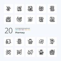 20 Pharmacy Line icon Pack like pharmacy innovation bottle tablet medicine vector