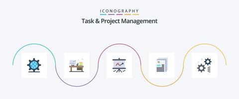 Task And Project Management Flat 5 Icon Pack Including cogwheel. files. chart. file. account vector