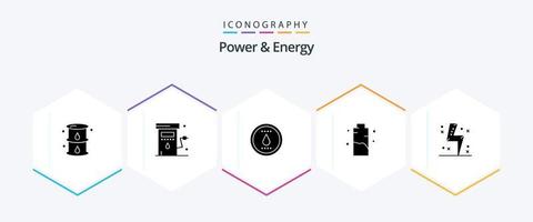 Power And Energy 25 Glyph icon pack including energy. charge. power. battery. power vector