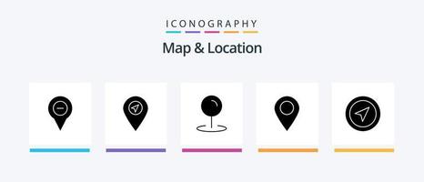 Map and Location Glyph 5 Icon Pack Including . pin. location. pointer. location. Creative Icons Design vector