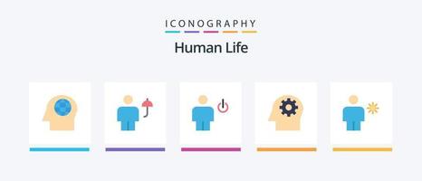 paquete de iconos de 5 planos humanos que incluye el cuerpo. mente. avatar. mental. apoyar. diseño de iconos creativos vector