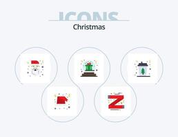 paquete de iconos planos de navidad 5 diseño de iconos. globo. Navidad. bufanda. bol. gorra vector
