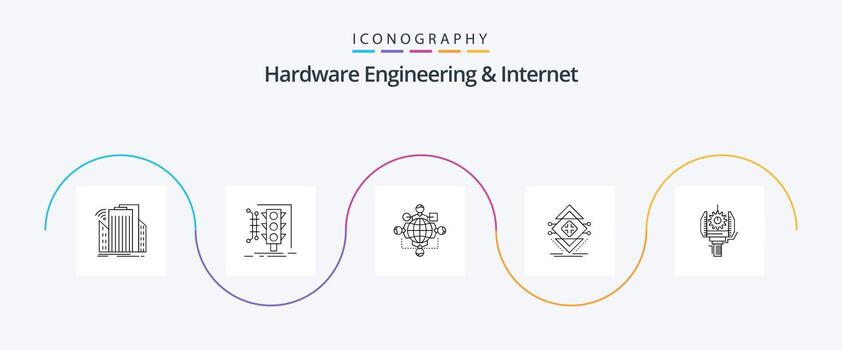 Hardware Engineering And Internet Line 5 Icon Pack Including infrastructure. computing. smart. meeting. logic vector