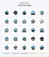 Creative Cloud Technology 25 Line FIlled icon pack  Such As mouse. computing. world. data. protect vector
