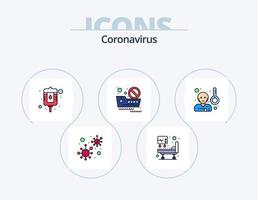 paquete de iconos llenos de línea de coronavirus 5 diseño de iconos. noticias. Perilla de la puerta. estetoscopio. cuidado de la salud vector