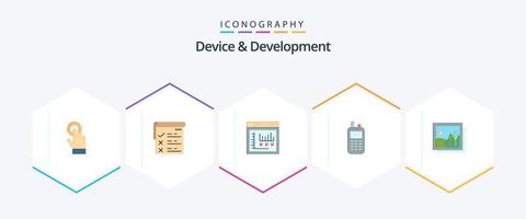 Device And Development 25 Flat icon pack including gallery . wireless. browser. receiver. phone vector